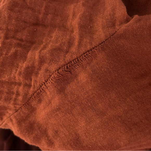 Anthropologie Kallie Flowy Maxi Dress Brown Crinkled Cotton Gauze Empire Waist - Picture 9 of 16